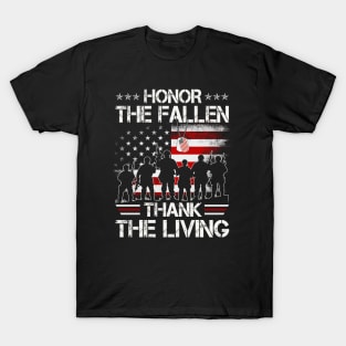 Honor The Fallen Thank The Living American Flag - Gift for Veterans Day 4th of July or Patriotic Memorial Day T-Shirt